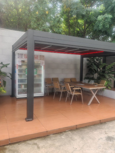 Pérgola bioclimática vista vertical, altura 2,50 m