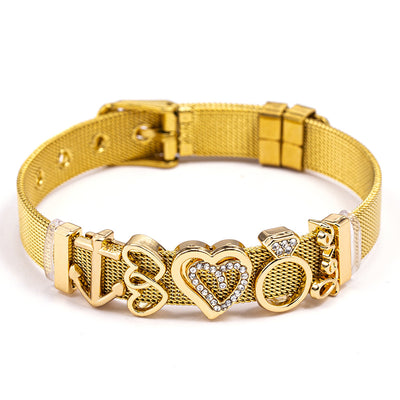 Pulsera con Letras y Cristales – Joyería DIY