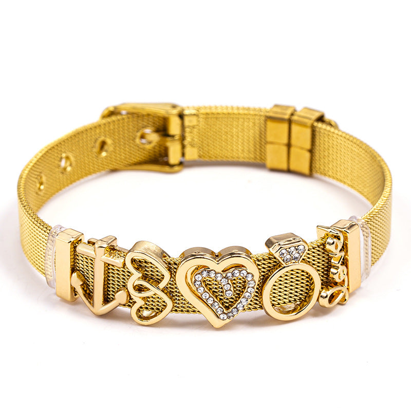 Pulsera con Letras y Cristales – Joyería DIY